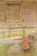 Carl Larsson A Rattvik Girl  by Wooden Storehous oil painting reproduction